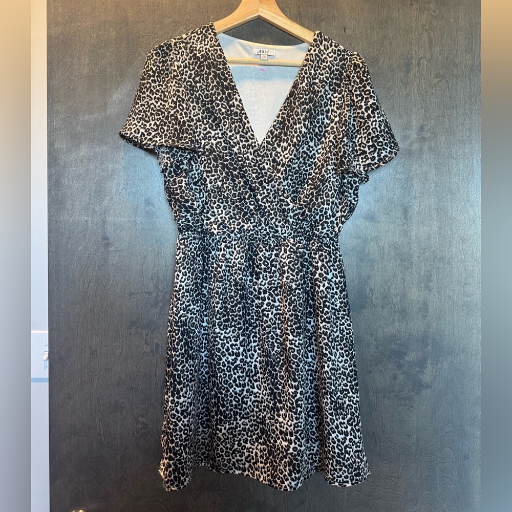 AUW Black and White Animal Print Mini Dress